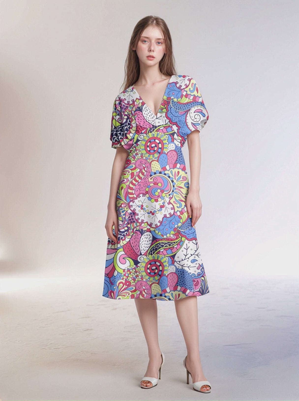 Sechia Draped V-neck Midi Dress