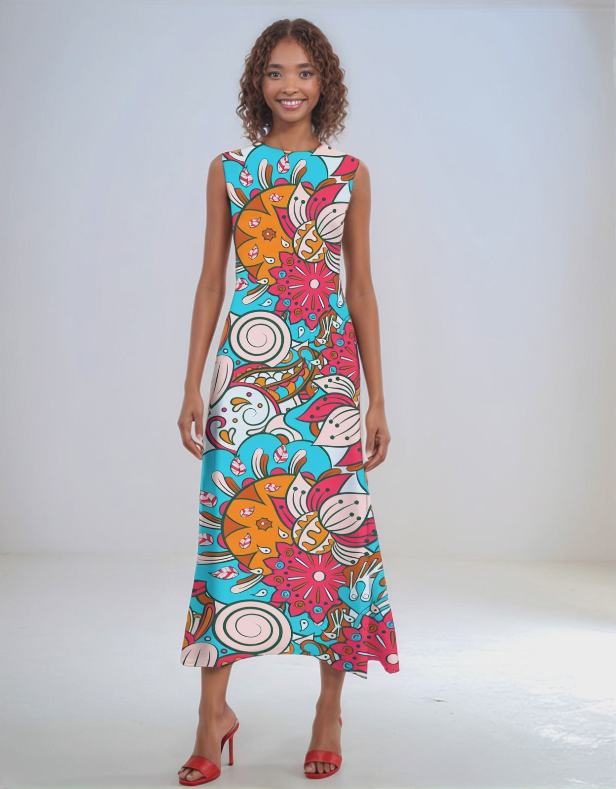 Inia Sleeveless High Neck Maxi Dress