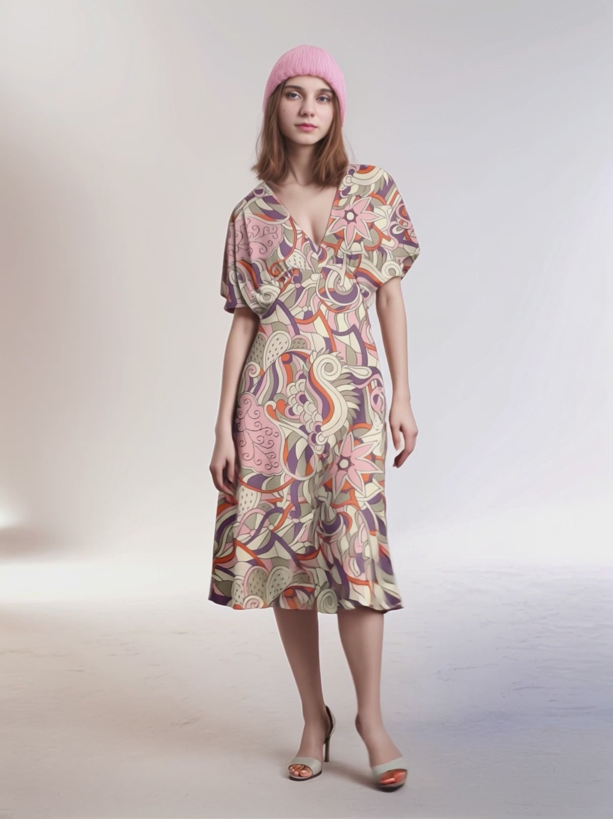 Amai Draped V-neck Midi Dress