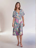 Arane Draped V-neck Midi Dress