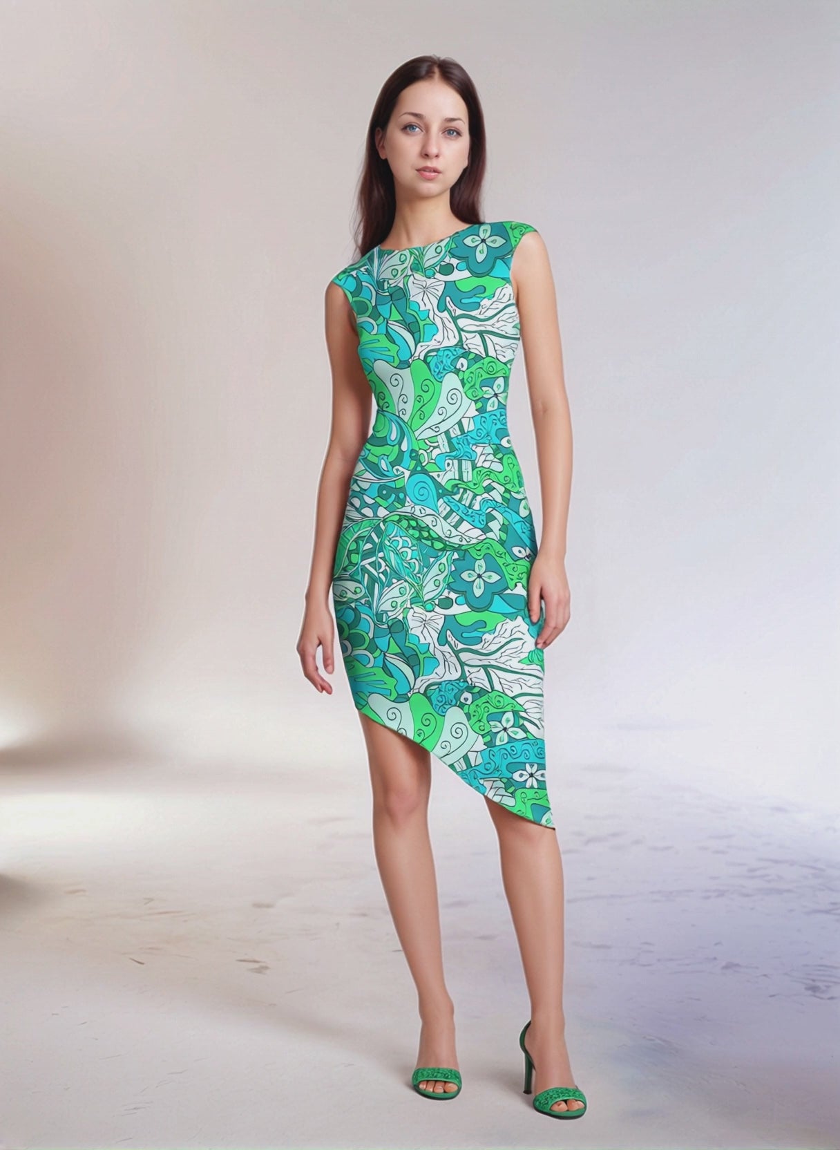 ウミベ アシンメトリー ミディドレス