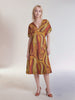 Ame Butterfly Sleeve Draped V-neck Midi Dress