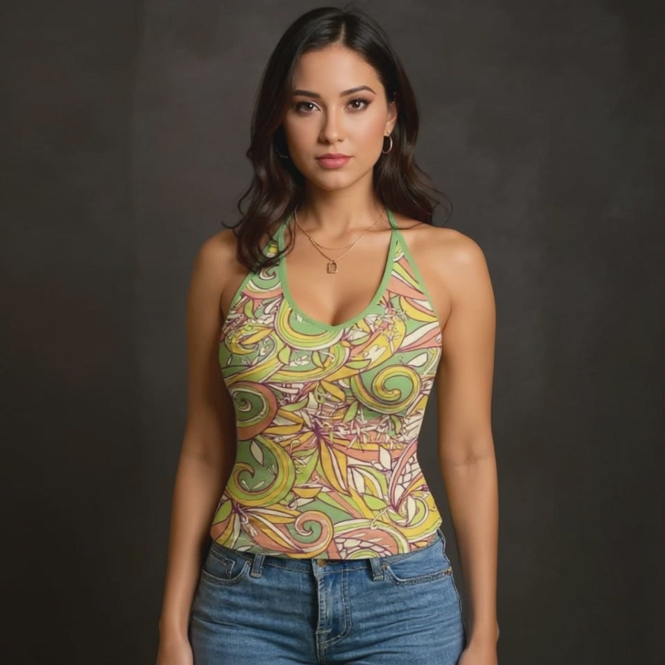 Kohi Halter V-neck Cami Top