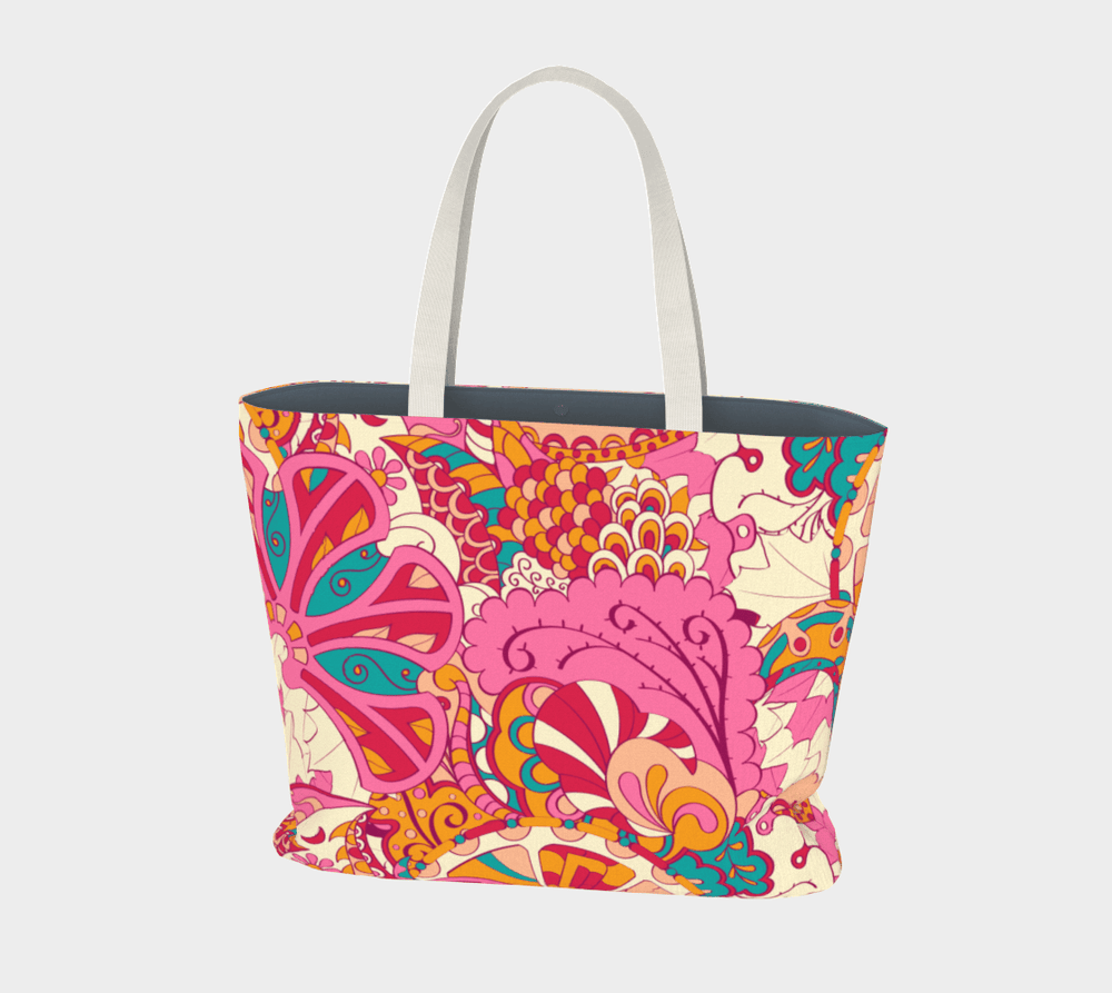 Sameri Large Market Tote - Pink & Red Kaleidoscope Floral