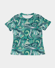 Mima Fitted Crew Neck Tee - Abstract Floral Print