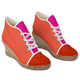 Mina Color Block Wedge Jute Espadrilles - Orange - Hot Pink - Red