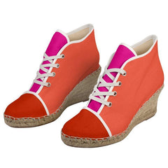 Mina Color Block Wedge Jute Espadrilles - Orange - Hot Pink - Red