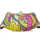 Suki Leather Pleated Crossbody Clutch Bag Shoulder Abstract Multicolor Paisley Boho Print - Retro - Vibrant Bold