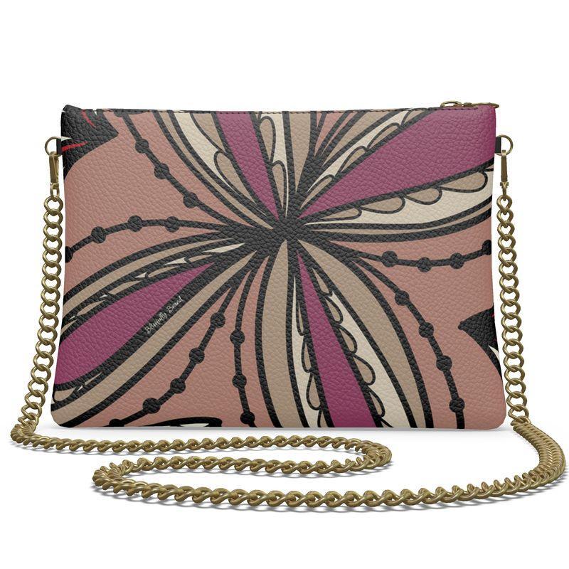 Unia Chain Crossbody Leather Zip Bag - Abstract Floral