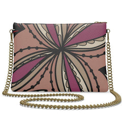 Unia Chain Crossbody Leather Zip Bag - Abstract Floral