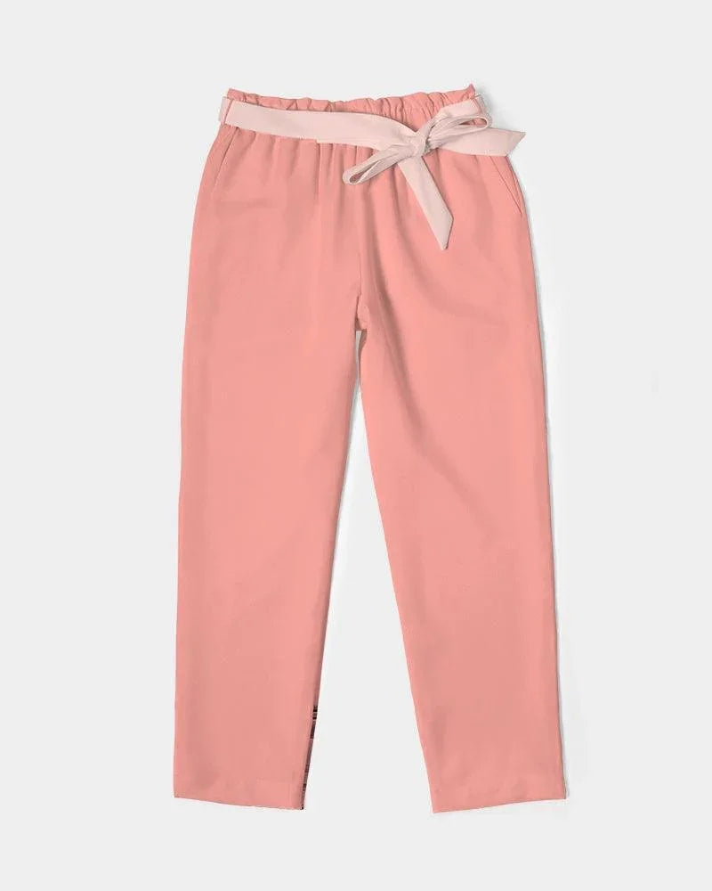 Citra Pink Belted Tapered Pants - Smooth Chiffon