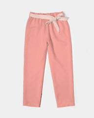 Citra Pink Belted Tapered Pants - Smooth Chiffon