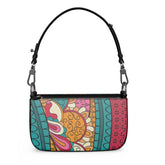 Taki Small Leather Box Hand Bag | Shoulder Bag - Zip Closure - Abstract Print - Detachable Strap