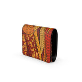 Ame Nappa Leather Snap Fold Over Women's Wallet - Multicolor Psychedelic Kaleidoscope Abstract Print - Handmade - Orange Retro