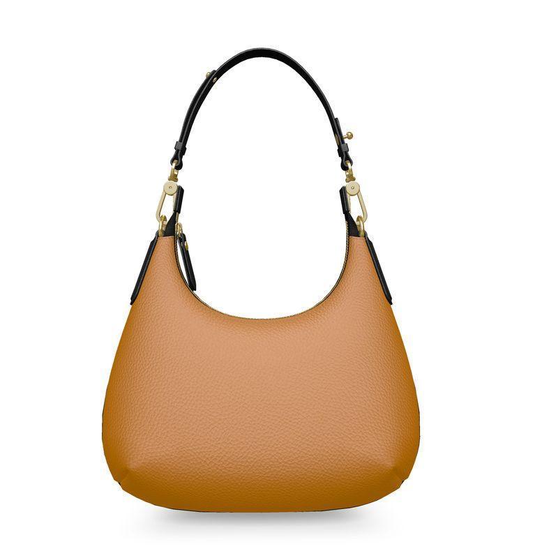 Indochine Orange Small Leather Curved Shoulder Bag - Textured Bubble Leather - Handmade in England - Robust Solid - Handbag