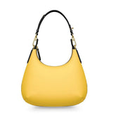 Decora Sunglow Yellow Small Textured Leather Curved Shoulder Bag - Handbag Bright Yellow Bag - Vibrant - Bold - Gold