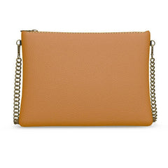 Renai Indochine Orange Sqaure Crossbody Leather Chain Essentials Bag - Flat Leather Bag - Solid Leather Color - Handmade Leather - Zipper