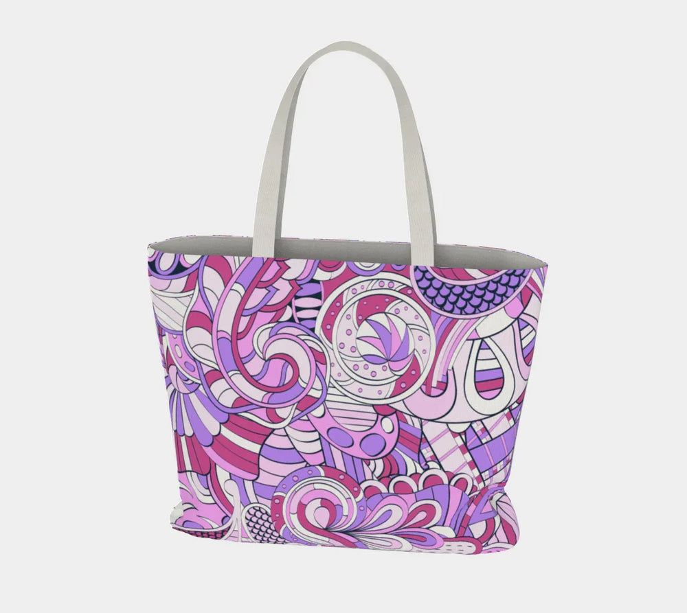 Cavai Large Market Tote - Violet Kaleidoscope Abstract Print