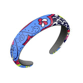 Sechia Abstract Retro Paisley Leather Headband Floral Vibrant Handmade in England Coordinate