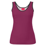 Pena Camelot Dark Red Women's Jersey Tank Top - Black Trim Solid Plus Size Coordinate Handmade in England