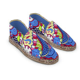 Women's Sechia Espadrille Flats - Vibrant Boho Paisley Print Psychedelic Retro Woven Jute Slip On Wild Floral Pattern Handmade in England