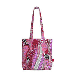 Seki Everyday Large Cotton Tote - Psychedelic Paisley in Red Pink Bold Vibrant Retro Funky 70's Kaleidoscope Greek Key Handmade Bespoke Shopper Bag