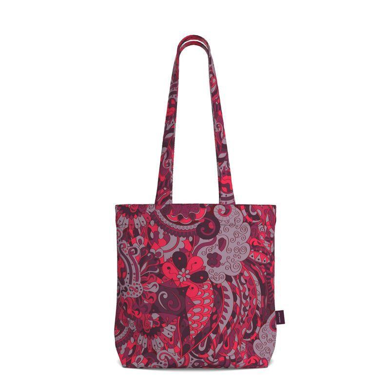 Pena Everyday Large Cotton Tote - Red Violet Psychedelic Paisley Retro Flower Power All Over Print Bold Funky Scales Floral Cute Chic Wild Tangle Shopper Bag Handmade Bespoke