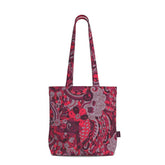 Pena Everyday Large Cotton Tote - Red Violet Psychedelic Paisley Retro Flower Power All Over Print Bold Funky Scales Floral Cute Chic Wild Tangle Shopper Bag Handmade Bespoke