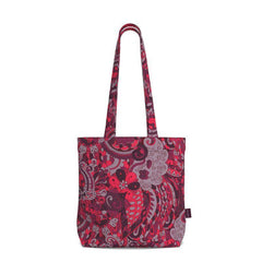Pena Everyday Large Cotton Tote - Red Violet Psychedelic Paisley Retro Flower Power All Over Print Bold Funky Scales Floral Cute Chic Wild Tangle Shopper Bag Handmade Bespoke