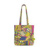 Suki Everyday Large Cotton Tote - Psychedelic Paisley Floral Print Pink Yellow Green Swirls Retro Flower Power Vibrant Bright Bold Vivid Fun Handmade Shopper Bag Bespoke Tangle