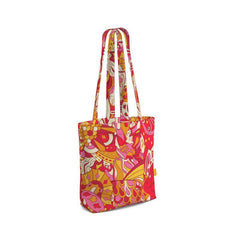 Decora Everyday Large Cotton Tote - Psychedelic Paisley Red Orange Tangle Kaleidoscope Zen Retro Funky Vibrant Bold Scales Gusset Shopper Bag Handmade Bespoke
