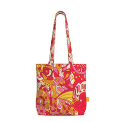 Decora Everyday Large Cotton Tote - Psychedelic Paisley Red Orange Tangle Kaleidoscope Zen Retro Funky Vibrant Bold Scales Gusset Shopper Bag Handmade Bespoke