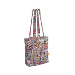 Kyuka Everyday Large Cotton Tote - Abstract Geometric Paisley Multicolor Retro Bold Vibrant Psychedelic Tangle Swirls Kaleidoscope Zen Handmade Shopper Bag Bespoke