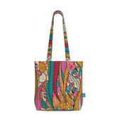 Taki Everyday Large Cotton Tote - Multicolor Abstract Paisley Print Floral Tangle Kaleidoscope Zen Flower Power Retro Bold Funky Vibrant Handmade Shoulder Bag