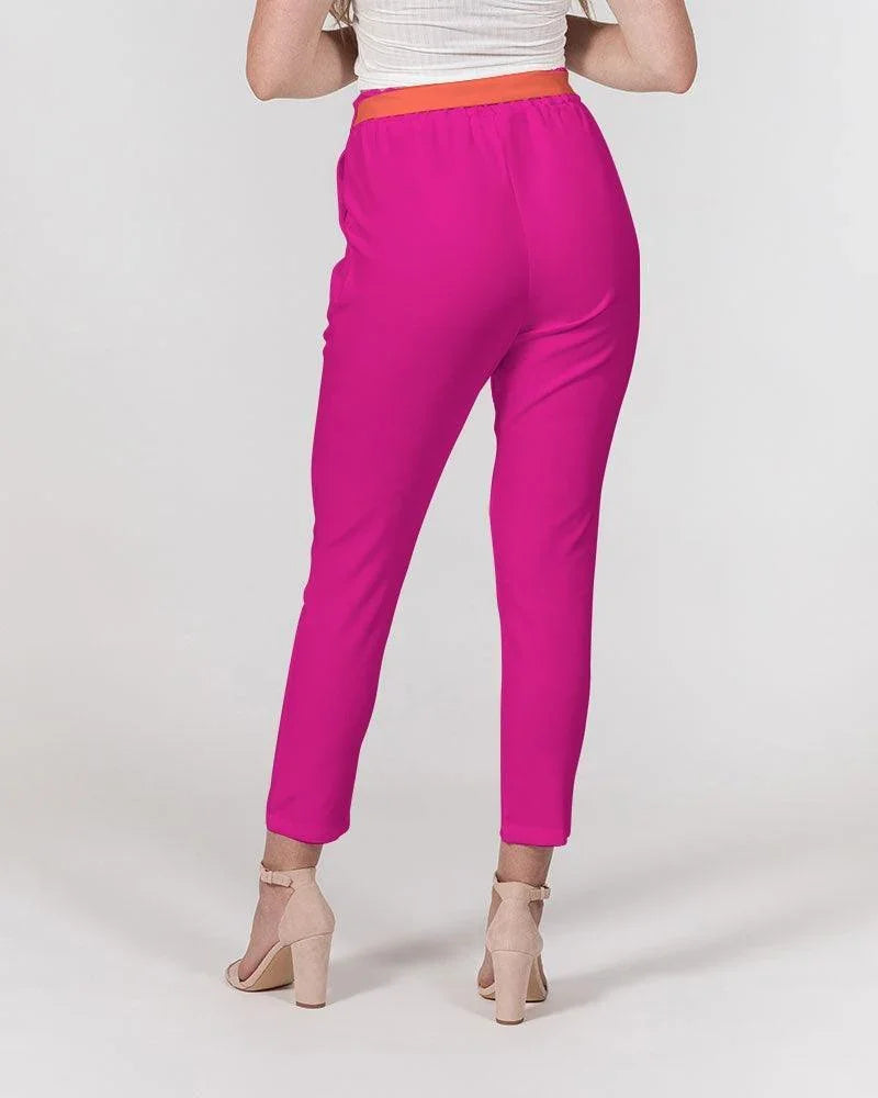Mina Rose Red Belted Tapered Pants - Blissfully Brand
