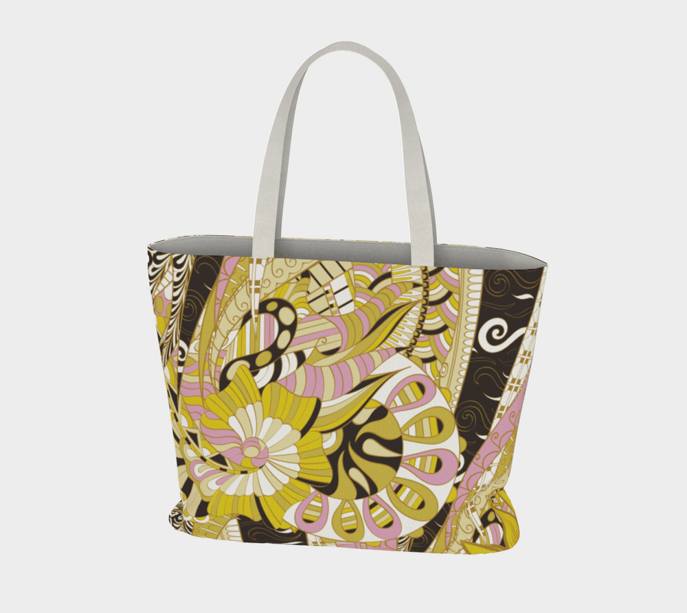 Marena Large Market Tote - Black & Gold Kaleidoscope Print
