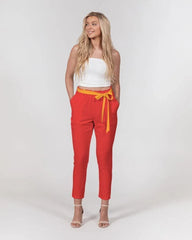 Opula Red Tie Waist Tapered Pants - Blissfully Brand