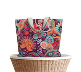 Peex Large Market Tote - Purple Paisley Multi-color Floral