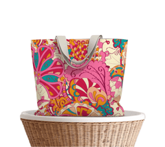 Sameri Large Market Tote - Pink & Red Kaleidoscope Floral