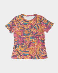 Kuna Fitted Crew Neck Tee - Abstract Floral Print