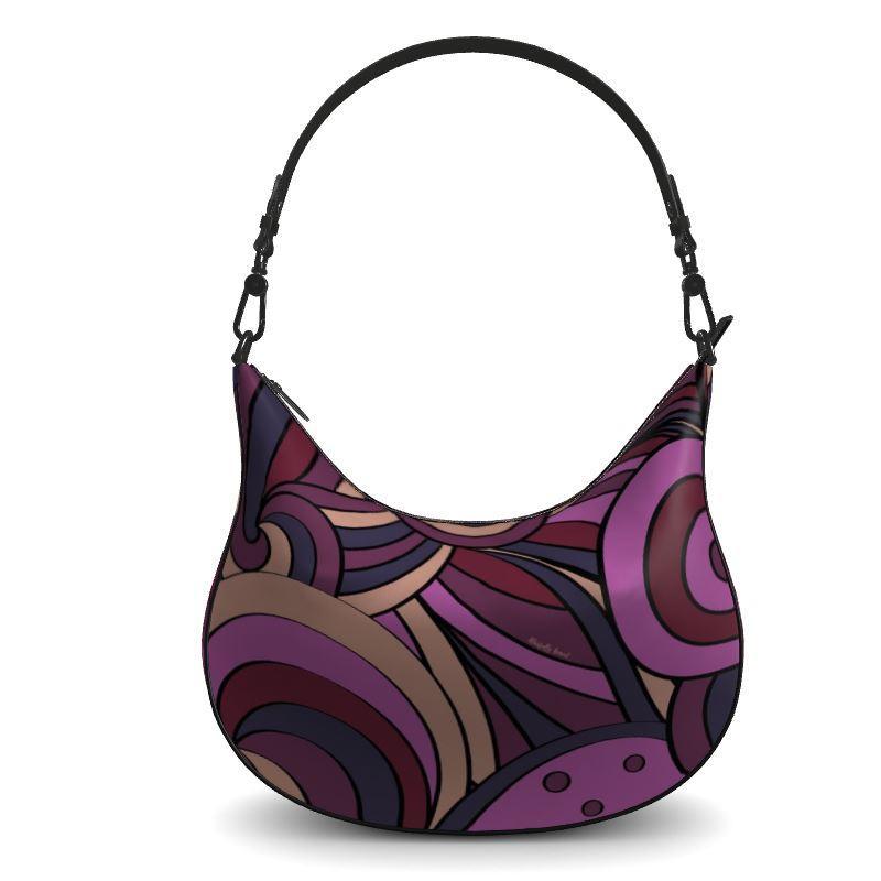 Confectiona Leather Curve Hobo Bag - Abstract Pink & Fuchsia