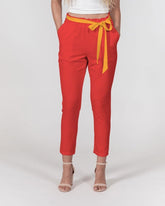 Opula Red Tie Waist Tapered Women's Pants | Blissfully Brand