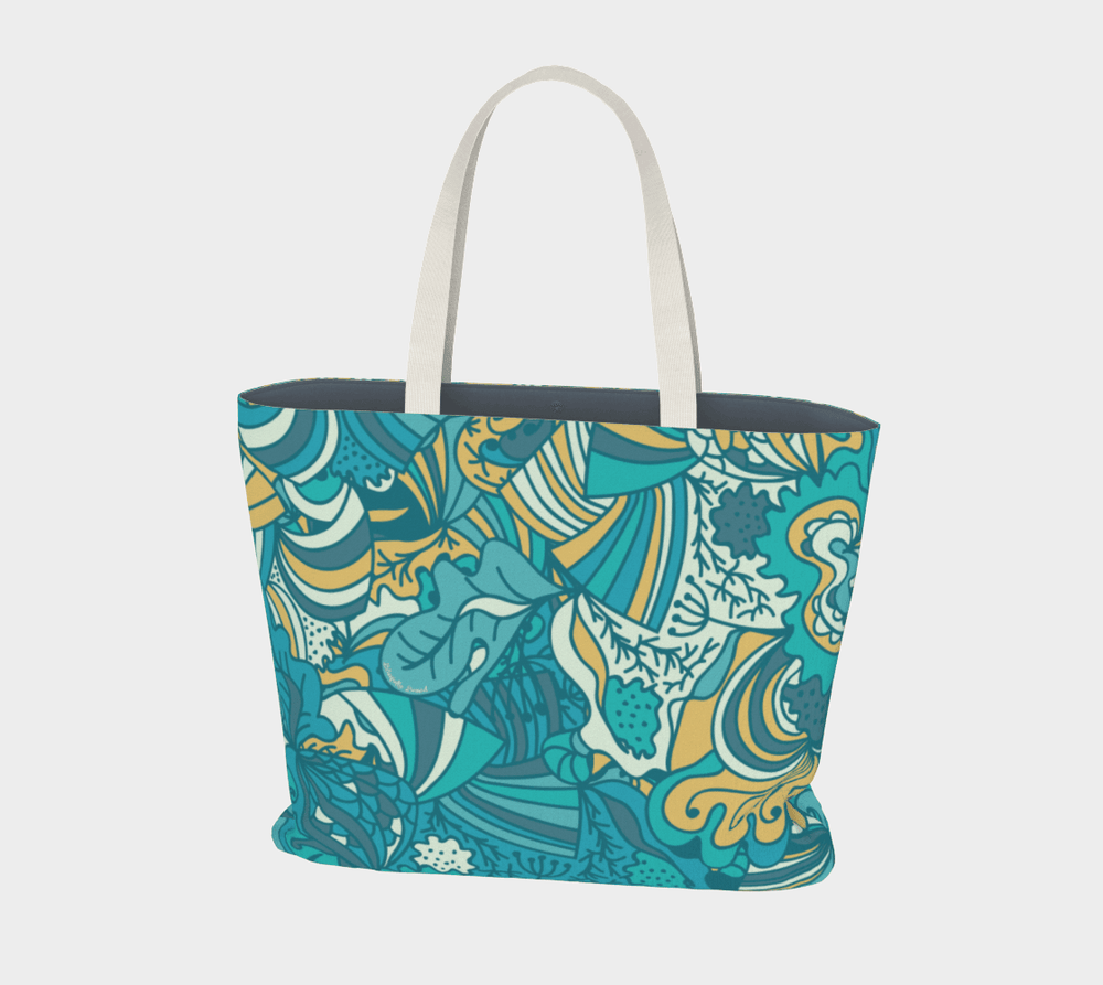 Masu Canvas Carry All Tote Bag - Pastel Abstract Floral All Over Print