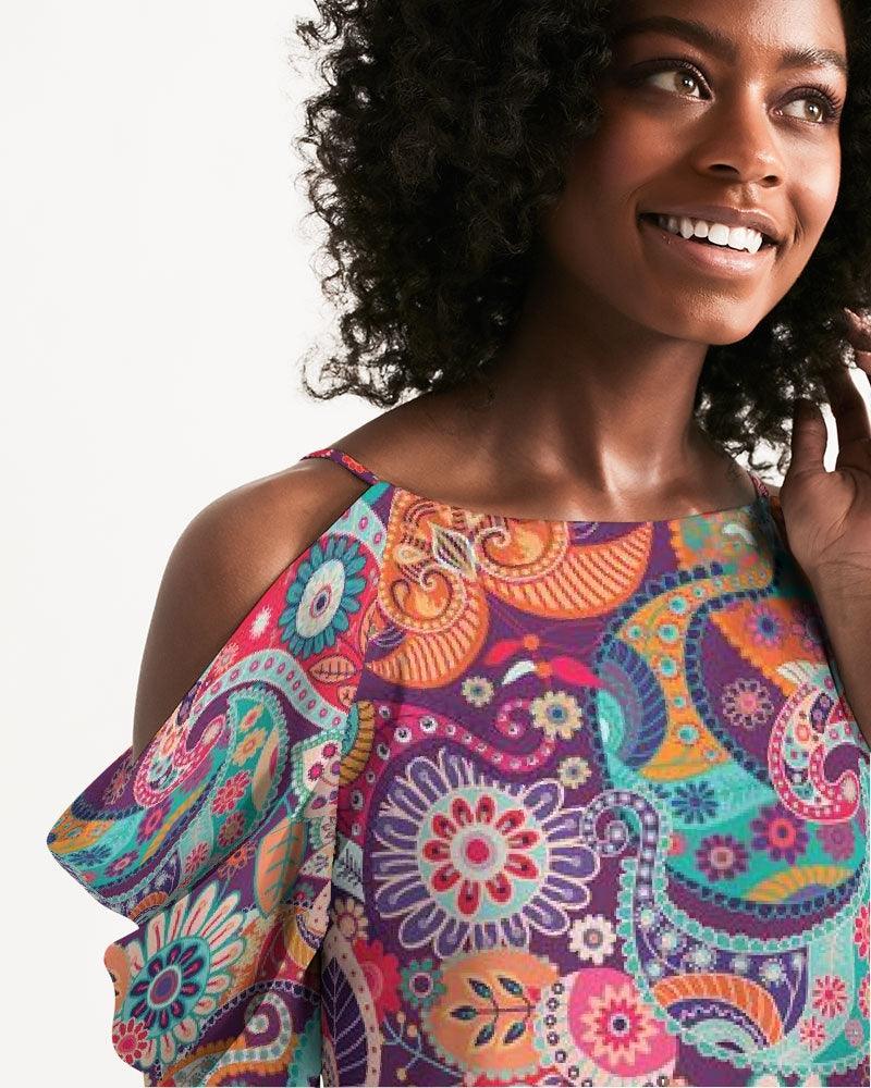 Peex Cold Shoulder Dress - Printed - 100% Polyester |  Blissfully Brand