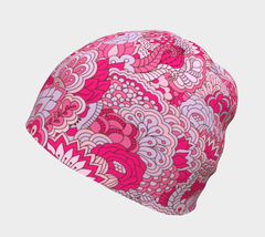 Orbi Pink Kaleidoscope Floral Women's Beanie | Blissfully Brand