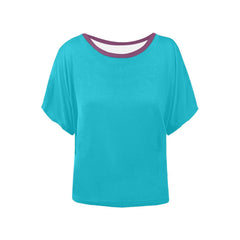 Antina Blue Batwing Sleeve T-Shirt with contrasting Dark Pink