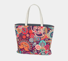 Peex Large Market Tote - Purple Paisley Multi-color Floral