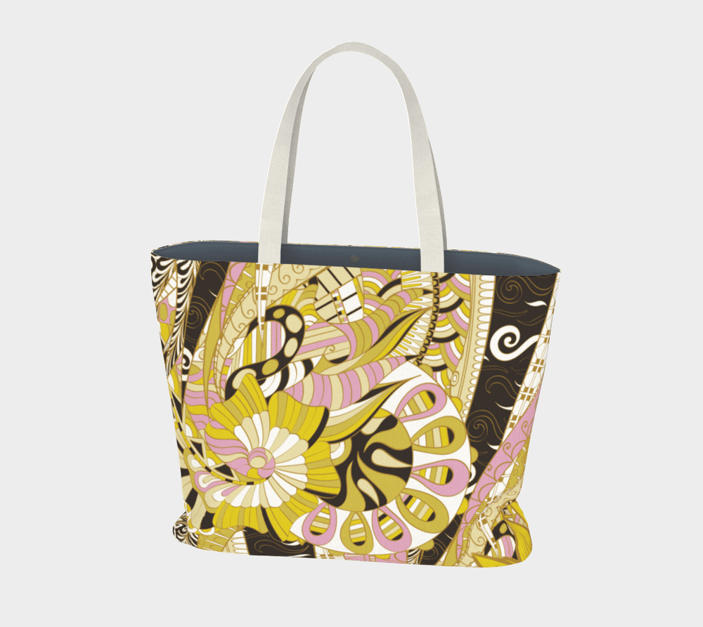 Marena Large Market Tote - Black & Gold Kaleidoscope Print