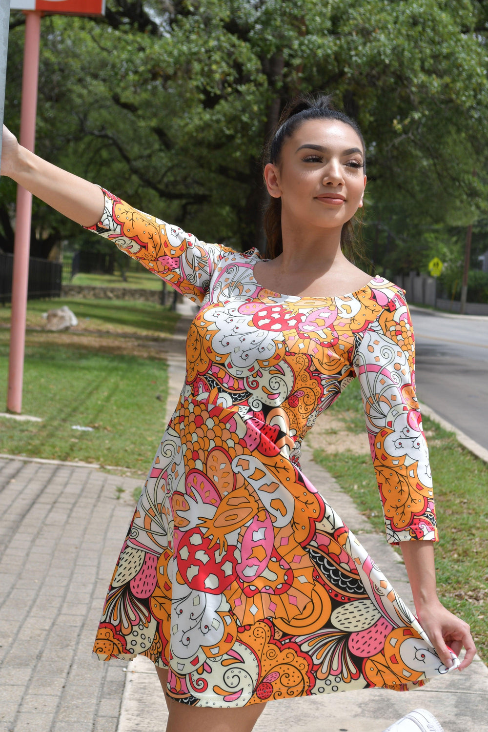 Pela 3/4 Sleeve Mini Dress - Blissfully Brand