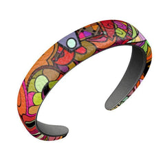 Betsu Leather Headband - Medium - Textured Calfskin Nappa Leather Abstract Retro Multicolor Print